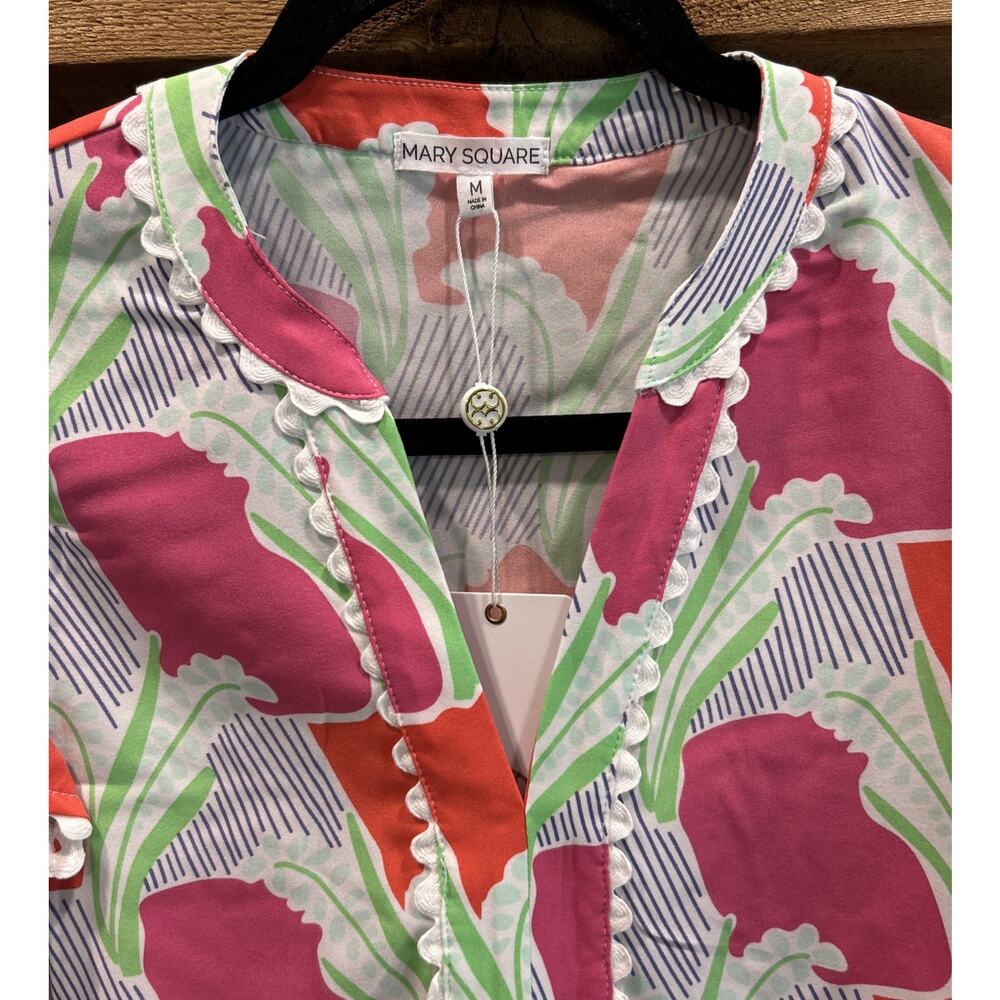 Women’s MARY SQUARE Color Me Coral Kira Top Shirt Size M NWT *B9 - Picture 2 of 4